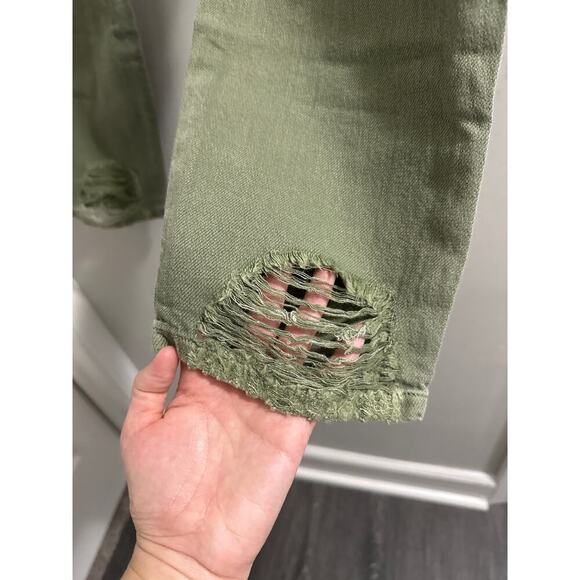 🔴Sandrine‎ Rose Free People Green distress jeans size 27 New - Picture 8 of 9